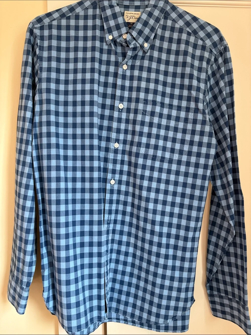 J. Crew Men's Blue Gingham Button-Down Shirt